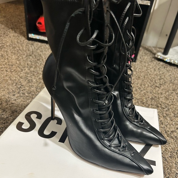 Gently worn Schutz lace up ankle booties with box size 9 - Picture 1 of 10